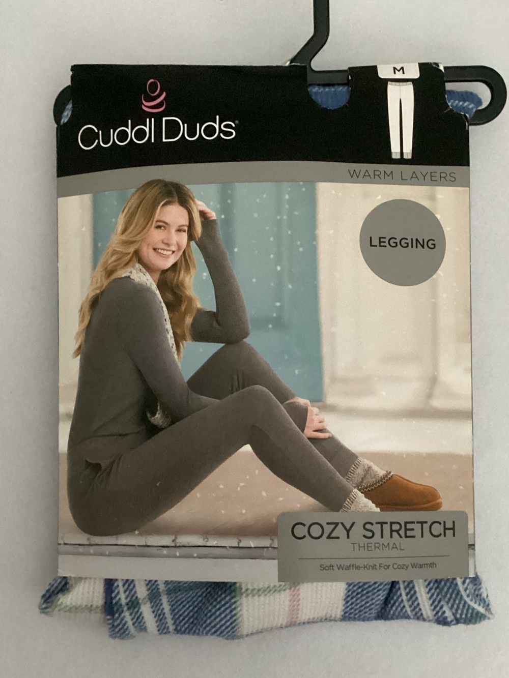 Cuddl Duds Cozy Stretch Thermal Leggings - Blue Plaid